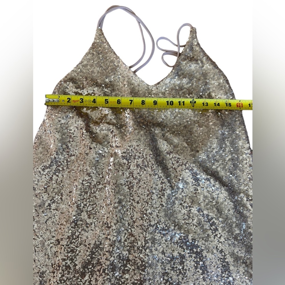 Shinestar Slip Sequin Dress Mini Strappy‎ V
Neck Tank Cami Rose Gold Large - Picture 6 of 11